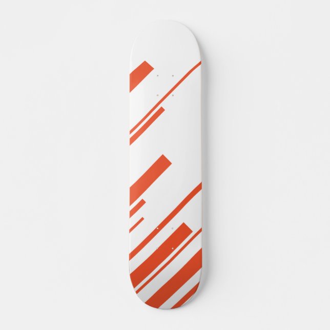 Diagonals in Orange and White Skateboard (Front)