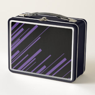 Diagonals in Purple and Black Metal Lunch Box