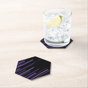 Diagonals in Purple and Black Paper Coaster