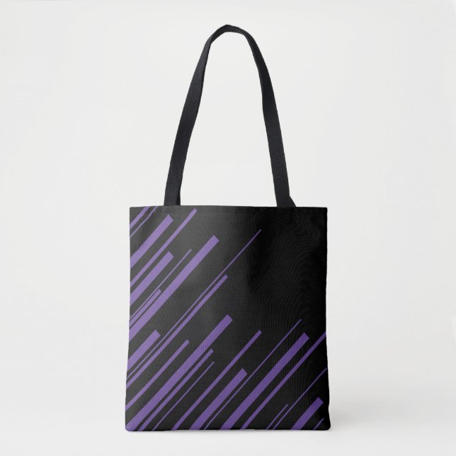 Diagonals in Purple and Black Tote Bag (Front)
