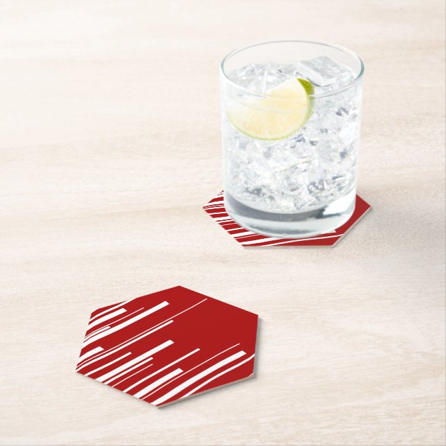 Diagonals in Red and White Paper Coaster (Insitu)