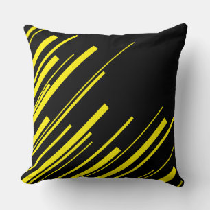 Diagonals in Yellow and Black Cushion