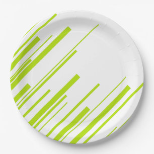 Diagonals - Lime Green and White Paper Plate