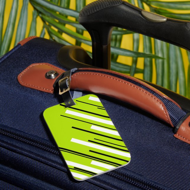 Diagonals - Lime Green Luggage Tag (Front Insitu 1)