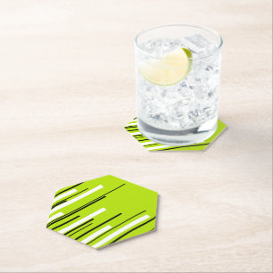 Diagonals - Lime Green Paper Coaster