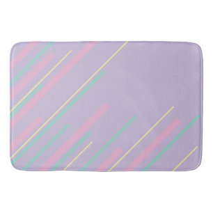 Diagonals - Pastel Pink, Yellow, Purple and Green Bath Mat