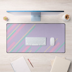 Diagonals - Pastel Pink, Yellow, Purple and Green  Desk Mat