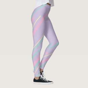 Diagonals - Pastel Pink, Yellow, Purple and Green Leggings