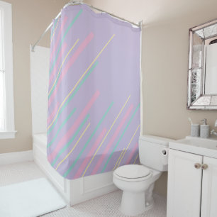 Diagonals - Pastel Pink, Yellow, Purple and Green  Shower Curtain