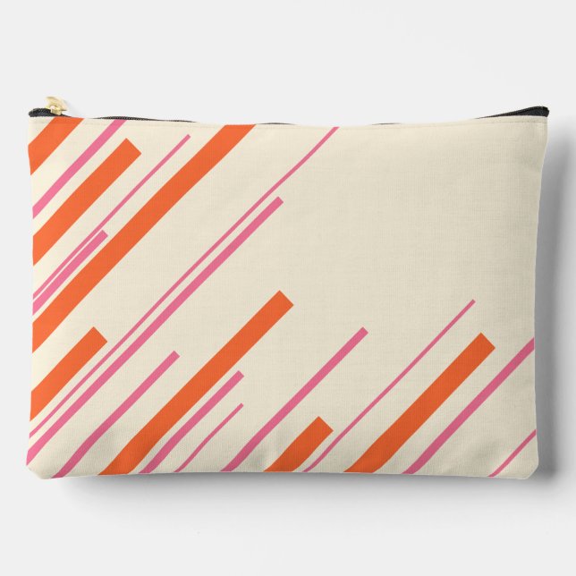 Diagonals - Pink, Orange and Cream Accessory Pouch (Front)