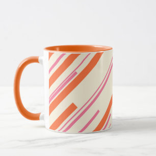 Diagonals - Pink, Orange and Cream Mug