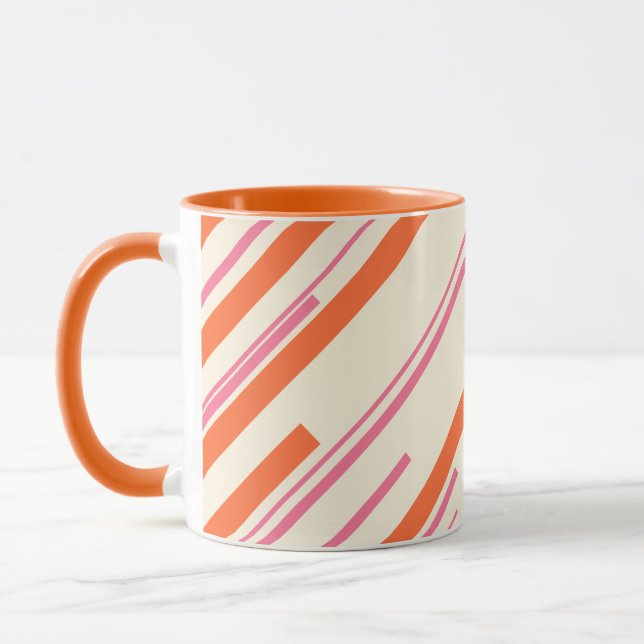 Diagonals - Pink, Orange and Cream Mug (Left)