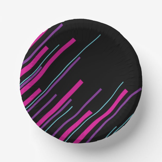 Diagonals - Pink, Purple, Blue and Black Paper Plate (Front)