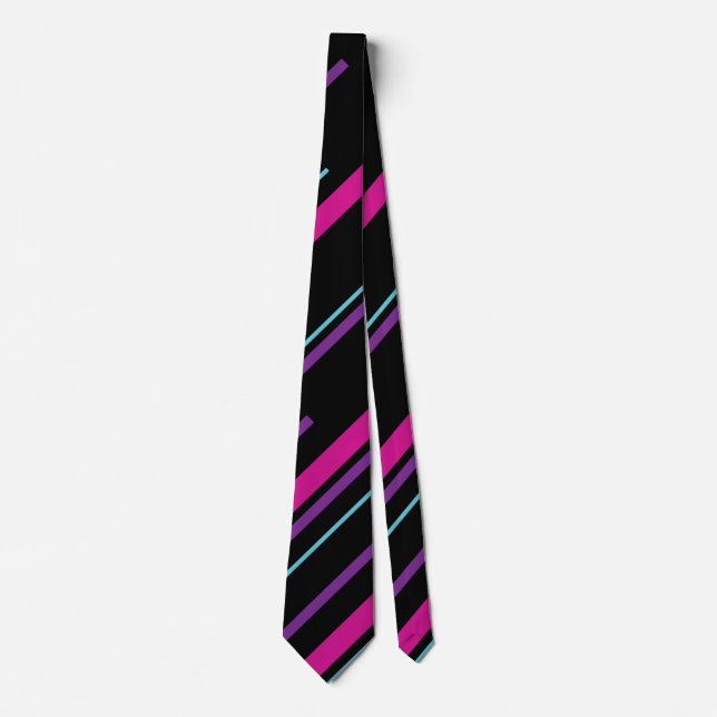 Diagonals - Pink, Purple, Blue and Black Tie (Front)