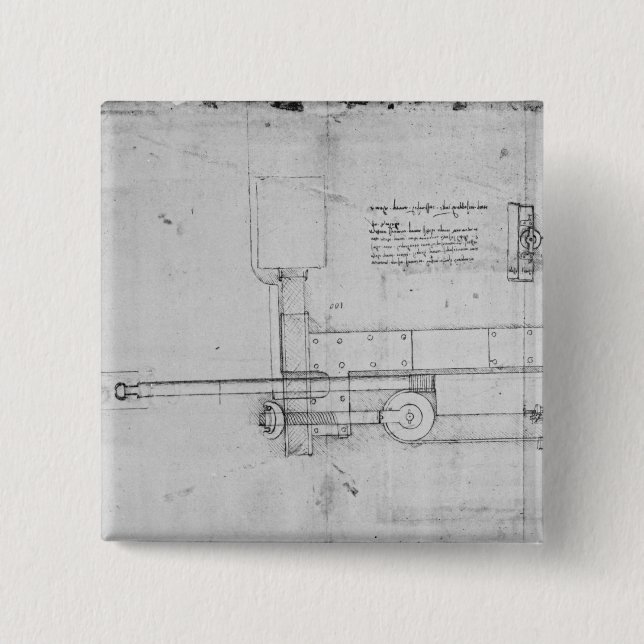 Diagram of a Mechanical Bolt 15 Cm Square Badge (Front)