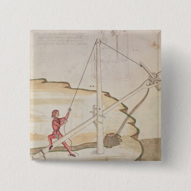 Diagram of a method of supplying water 15 cm square badge (Front)