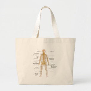 Diagram of the Human Body's Nervous System Large Tote Bag