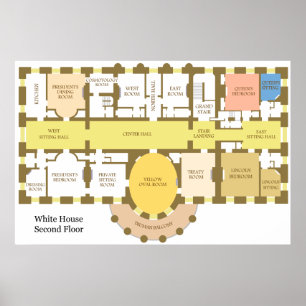 Diagram of the Second Floor of the White House Poster