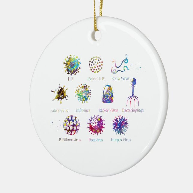 Diagram showing different kinds of viruses ceramic tree decoration (Left)