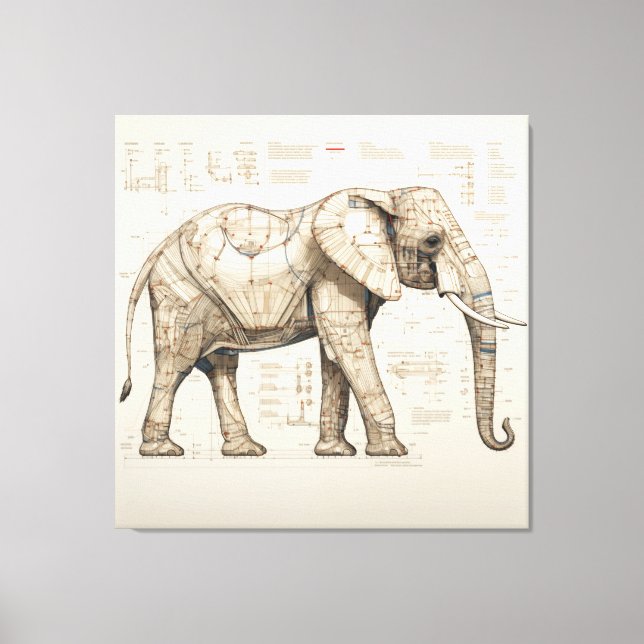 Diagrammatic African Elephant Canvas Print  (Front)