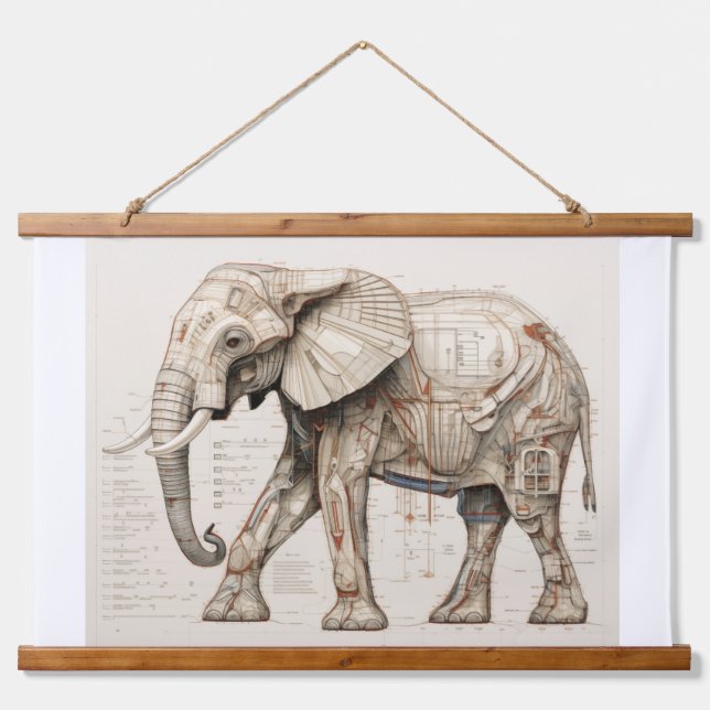 Diagrammatic African Elephant Hanging Tapestry (Front)