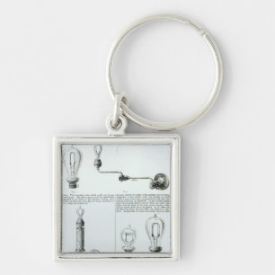 Diagrams of lightbulbs and their brackets key ring