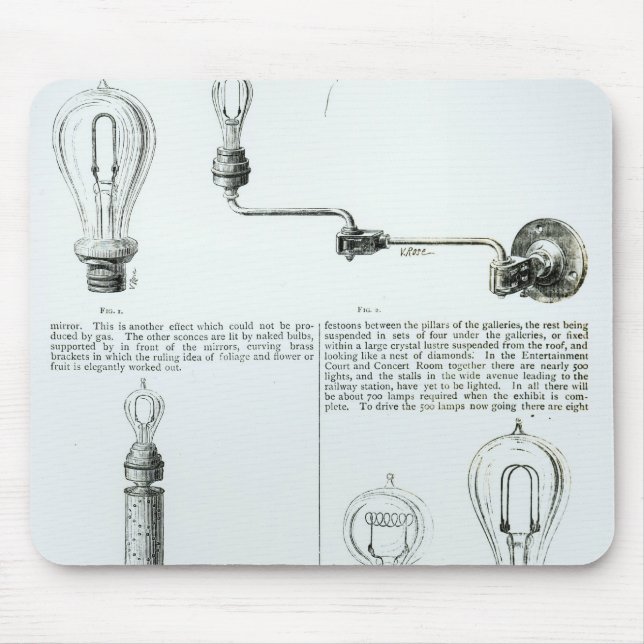 Diagrams of lightbulbs and their brackets mouse pad (Front)