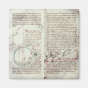 Diagrams of measurements and text (vellum) magnet