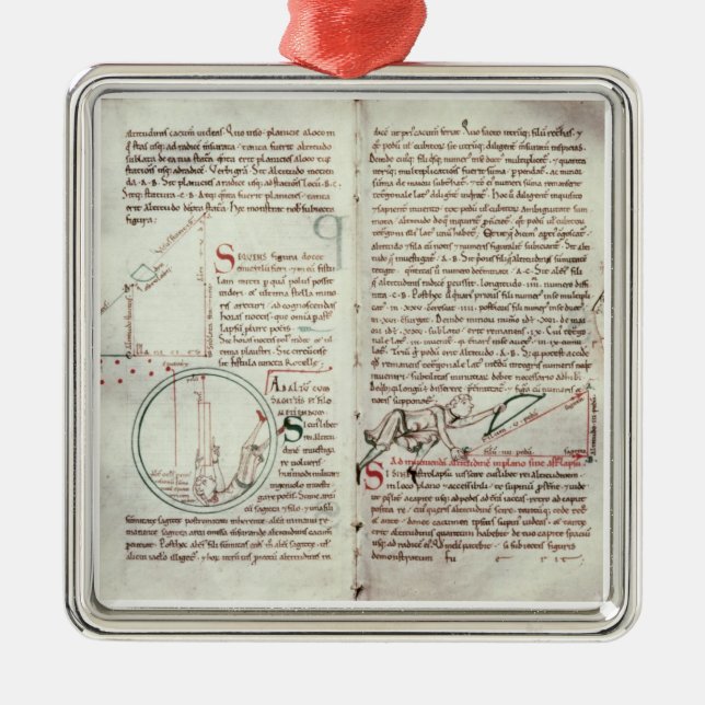 Diagrams of measurements and text (vellum) metal tree decoration (Front)