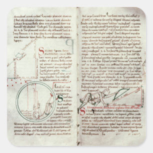 Diagrams of measurements and text (vellum) square sticker