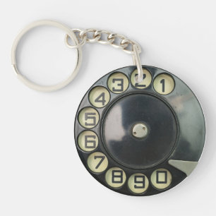 dial disc vintage retro phone number disc rotary key ring