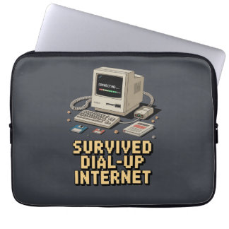 Dial-Up Internet Survivor – Retro Vintage Nostalgi Laptop Sleeve