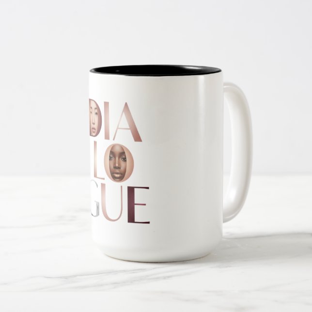 Dialogue Faces Gradient Letters Mug (Front Right)