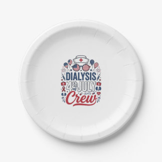 Dialysis 4th of July Crew Nurse Patriotic Shirt De Paper Plate