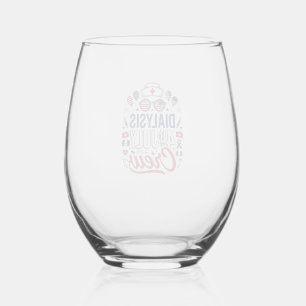 Dialysis 4th of July Crew Nurse Patriotic Shirt De Stemless Wine Glass