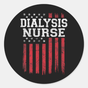 Dialysis Nurse American Flag Usa Patriot Patriotic Classic Round Sticker