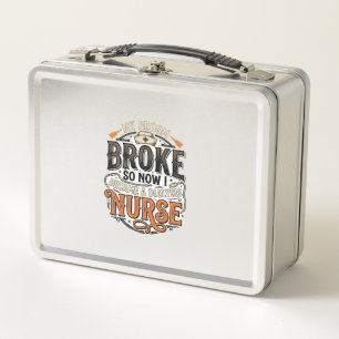 Dialysis Nurse Halloween Broom Broke Vintage Desig Metal Lunch Box