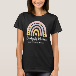 Dialysis Nurse Heal Motivate Inspire Boho Rainbow  T-Shirt