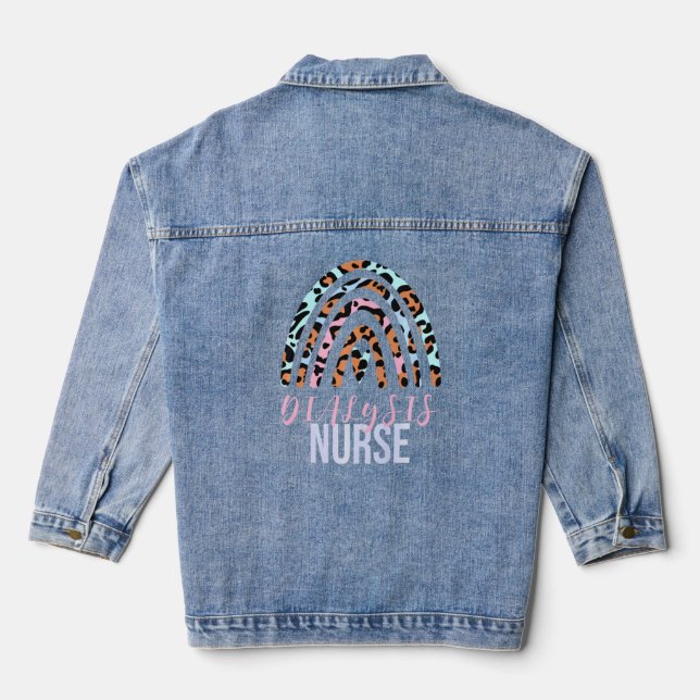 Dialysis Nurse Nephrology Nursing Department Leopa Denim Jacket (Back)