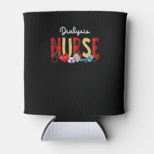 Dialysis Nurse Plaid Glitter Love Heart Stethoscop Can Cooler