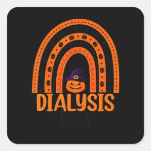 Dialysis Nurse Rainbow Halloween Dialysis Nursing Square Sticker