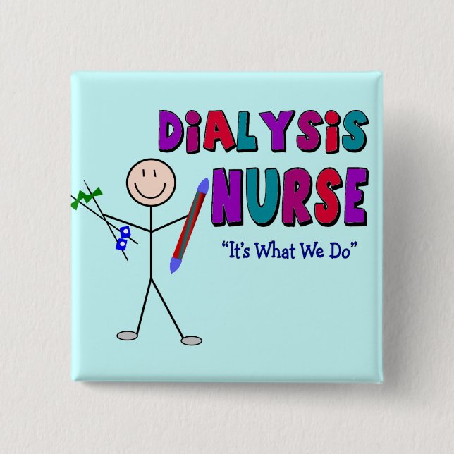 Dialysis Nurse Stick Person Design 15 Cm Square Badge (Front)
