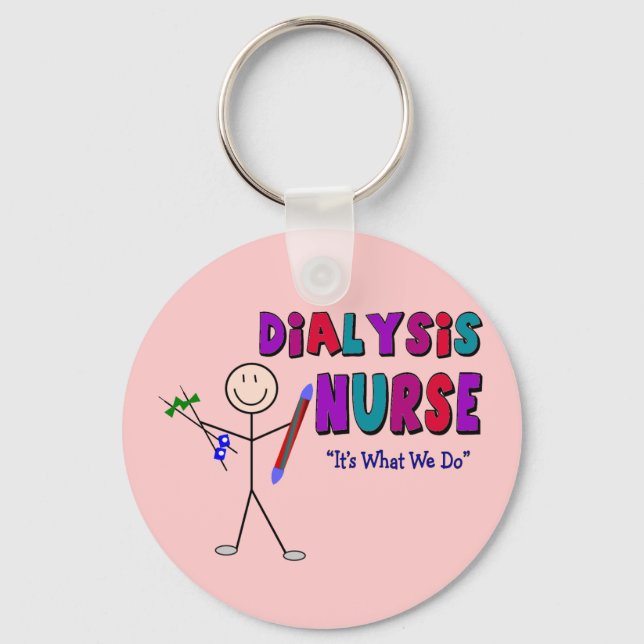Dialysis Nurse Stick Person Design Key Ring (Front)