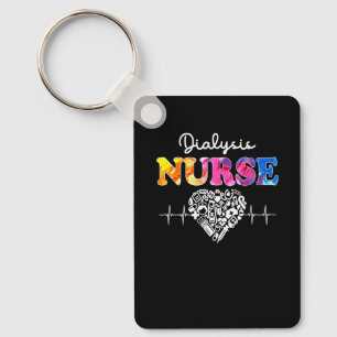 Dialysis Nurse Watercol Love Heart Stethoscope Rn Key Ring