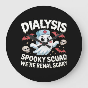 Dialysis Spooky Squad Renal Halloween Nephrology N Large Clock