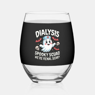 Dialysis Spooky Squad Renal Halloween Nephrology N Stemless Wine Glass