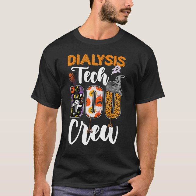 Dialysis Tech Boo Crew Technician Halloween Matchi T-Shirt (Front)