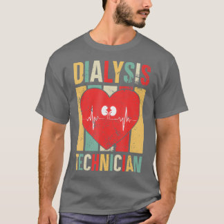 Dialysis Technician Retro Heart Nephrology Tech T-Shirt