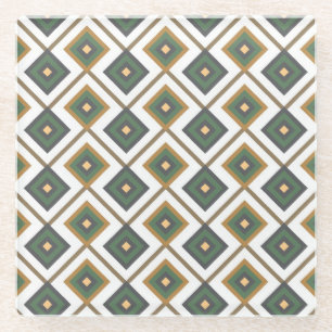 Diamante in green glass coaster