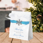 Diamante Snowflake & Blue Ribbon Winter Wedding Favour Box<br><div class="desc">Celebrate in style with these elegant and very trendy wedding favour boxes. The design is easy to personalise with your own wording and your family and friends will be thrilled when they receive this fabulous favour boxes. Matching items can be found in the collection.</div>